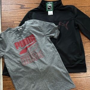 NWT Puma Kids Gray Tee and Black Jacket Set